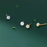 Real 925 Sterling Silver CZ Stud Earrings for Women