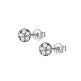 Real 925 Sterling Silver CZ Stud Earrings for Women