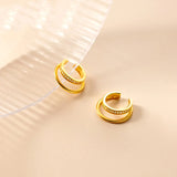Trustdavis 925 Silver Double-deck CZ Clip Earrings Ear Cuff