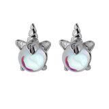 925 Silver Asymmetric Rainbow Unicorn Stud Earring For Women Girl