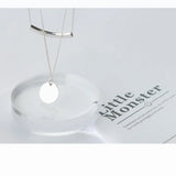 Trustdavis 925 Solid Silver Double Layer Round Pipe Necklace