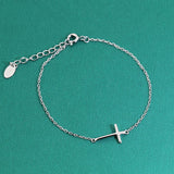 Trustdavis 925 Solid Sterling Silver Women's Cross Bracelet 15.5cm