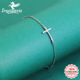 Trustdavis 925 Solid Sterling Silver Women's Cross Bracelet 15.5cm