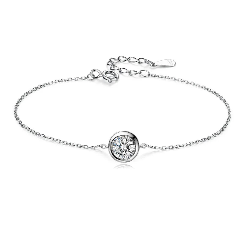 Trustdavis 925 Silver Round CZ Bracelet for Women Gift
