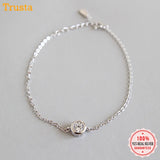 Trustdavis 925 Silver Round CZ Bracelet for Women Gift