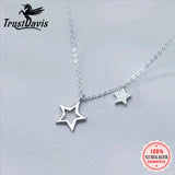 Trustdavis 925 Solid Sterling Silver Star Pendant Short Necklace For Women