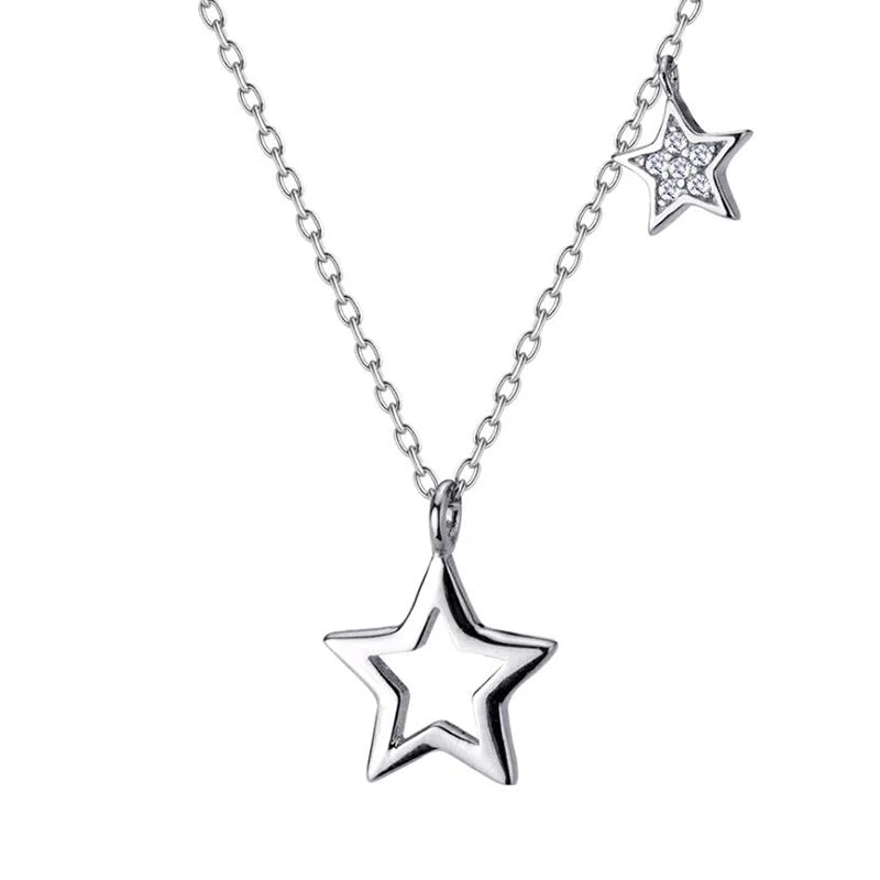 Trustdavis 925 Solid Sterling Silver Star Pendant Short Necklace For Women