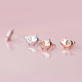 Trustdavis 925 Silver Pig CZ Stud Earrings