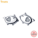 Trustdavis 925 Silver Pig CZ Stud Earrings