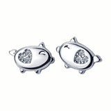 Trustdavis 925 Silver Pig CZ Stud Earrings