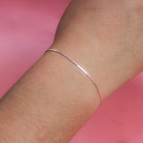 Trustdavis 925 Silver Synthesis Pearl Snake Chain Bracelet 16.5cm