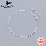 Trustdavis 925 Silver Synthesis Pearl Snake Chain Bracelet 16.5cm