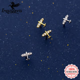 Trustdavis 925 Sterling Sweet Plane Airplane CZ Stud Earrings