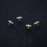 Trustdavis 925 Sterling Sweet Plane Airplane CZ Stud Earrings