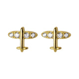 Trustdavis 925 Sterling Sweet Plane Airplane CZ Stud Earrings