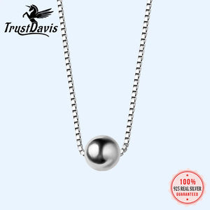 Trustdavis 925 Sterling Silver 4mm Beads Pendant Necklace Gift DS843
