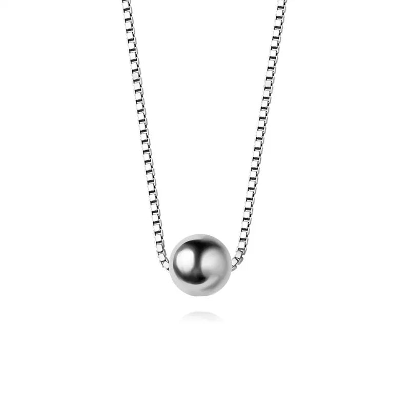 Trustdavis 925 Sterling Silver 4mm Beads Pendant Necklace Gift DS843