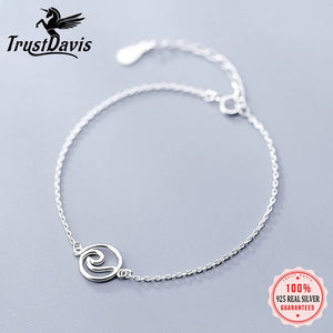 Trustdavis 925 Silver Round Bracelet Women Gift DA68