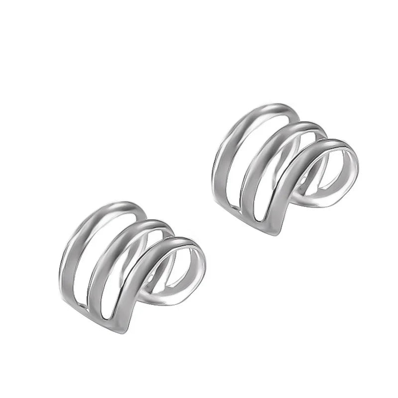 Trustdavis 925 Silver 3 4 5 Layer Ear Cuff Clip On Earrings