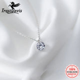 Trustdavis 925 Silver CZ Circle Pendant Necklace Women Silver Jewelry