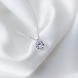 Trustdavis 925 Silver CZ Circle Pendant Necklace Women Silver Jewelry