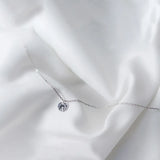 Trustdavis 925 Silver CZ Circle Pendant Necklace Women Silver Jewelry