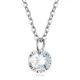 Trustdavis 925 Silver CZ Circle Pendant Necklace Women Silver Jewelry