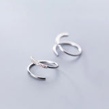 Trustdavis 925 Silver Earrings CZ Double Ring DA293