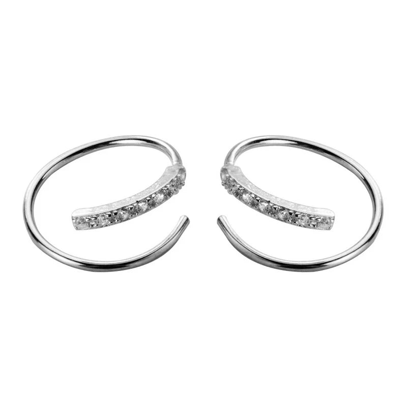 Trustdavis 925 Silver Earrings CZ Double Ring DA293