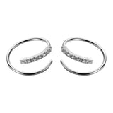 Trustdavis 925 Silver Earrings CZ Double Ring DA293