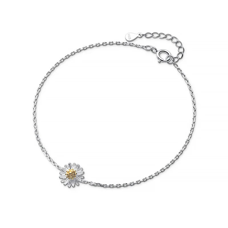 Trustdavis 925 Silver Marguerite Flower Bracelet for Women