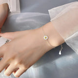 Trustdavis 925 Silver Marguerite Flower Bracelet for Women
