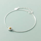 Trustdavis 925 Silver Marguerite Flower Bracelet for Women