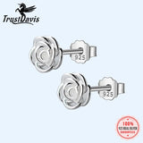 Trustdavis 925 Silver Small Rose Flower Stud Earrings DA127