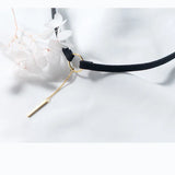 Trustdavis 925 Silver Tassel Leather Choker Necklace
