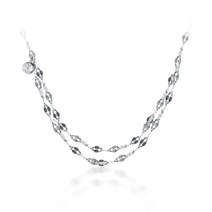Trustdavis 925 Silver Double Chain CZ Necklace Wedding Jewelry