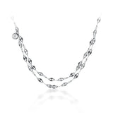 Trustdavis 925 Silver Double Chain CZ Necklace Wedding Jewelry