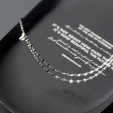Trustdavis 925 Silver Double Chain CZ Necklace Wedding Jewelry