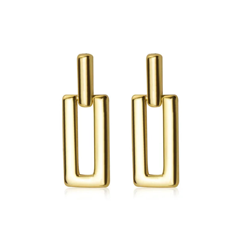 Trustdavis 925 Sterling Sweet Hollow Rectangle Stud Earrings