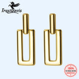 Trustdavis 925 Sterling Sweet Hollow Rectangle Stud Earrings