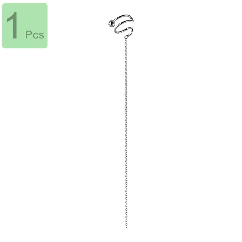 Trustdavis 925 Silver Ear Line Cuff Earrings Birthday Present