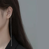 Trustdavis 925 Silver Ear Line Cuff Earrings Birthday Present