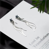 Trustdavis 925 Silver Earring Sweet 6.2cm Drop Tassel Star Jewelry Girls Gift