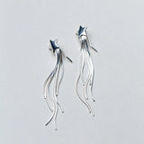 Trustdavis 925 Silver Earring Sweet 6.2cm Drop Tassel Star Jewelry Girls Gift