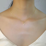 Trustdavis 925 Sterling Silver 14K Plated Heart Zircon Key Pendant Necklace