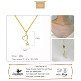 Trustdavis 925 Sterling Silver 14K Plated Heart Zircon Key Pendant Necklace