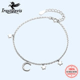 Trustdavis 925 Sterling Silver Bracelet Moon&Stars Real Silver Jewelry