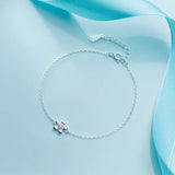 Trustdavis 925 Silver Pink CZ Flower Bracelet Wedding Gift