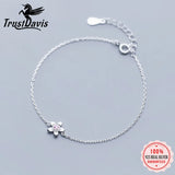 Trustdavis 925 Silver Pink CZ Flower Bracelet Wedding Gift