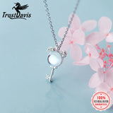 Trustdavis 925 Silver Sweet Heart Key Pendant Necklace Daughter Birthday Gift